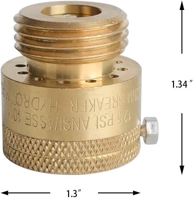 HYDRO MASTER Vacuum Breaker Valve,Hose Bib Backflow Preventer, 3/4 Inch, Brass Finish