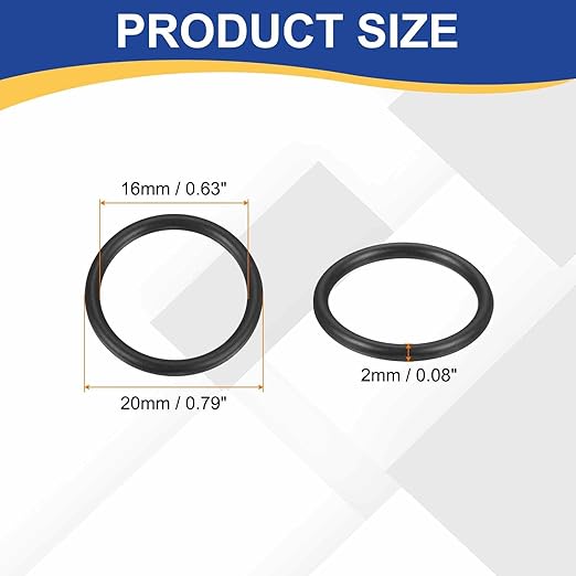 HARFINGTON 50pcs Nitrile Rubber O-Rings 20mm OD 16mm ID 2mm Width Metric Buna-N NBR Sealing Gasket Plumbing Sealing Repair O Rings for Car Auto Vehicle Repair Faucet Air Gas