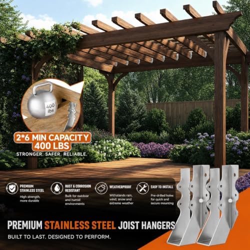 2x6 Stainless Steel Joist Hangers, 18 Gauge 2X6 Brackets (14 Pack)