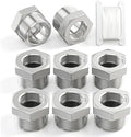 TAISHER 8PCS 304 Stainless Steel Reducer Hex Bushing, 3/4" NPT Male x 1/2" NPT Female, Reducing Pipe Adapter Fitting