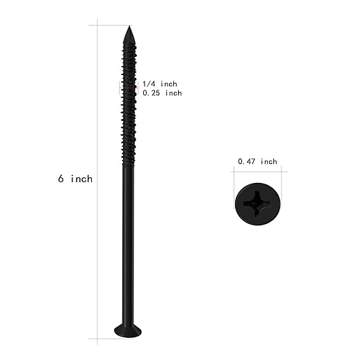 WenSilon(100 PCS) 1/4" x6 Black Concrete Screw Anchor Black Flat Head for Anchoring to Masonry, Block or Brick Stucco