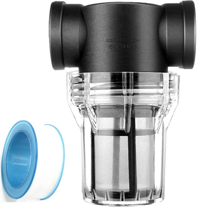 Sediment Filter 3/4 Female Thread Inline Filter Strainer for Garden Hose Pressure Washer RV with 80Mesh Screen Water Pump Strainer Filter
