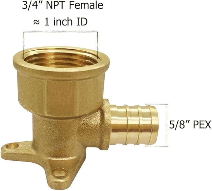 Hooshing 2PCS Drop Ear Elbow Pex Fittings 5/8" Pex x 3/4" NPT Female Adapter Brass Crimp Fittings for Pex Pipes Plumbing Jobs