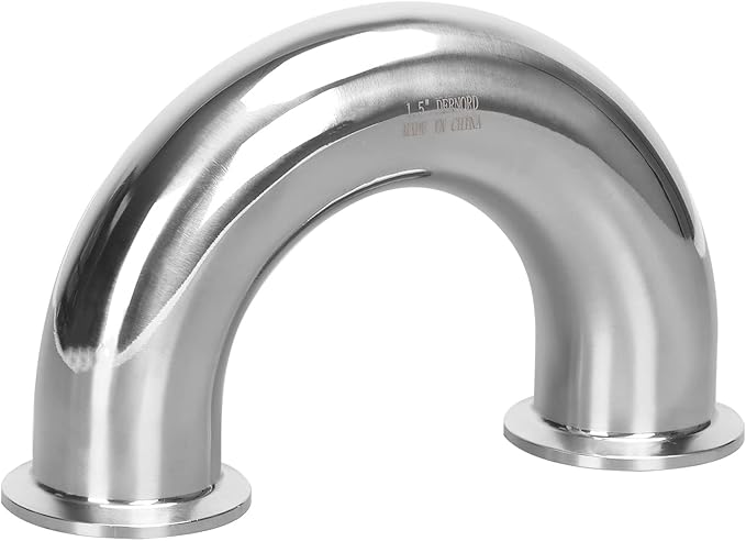 DERNORD 1.5" Tube OD Elbow 180 Degree Sanitary Pipe Fitting SS304 Tri Clamp 1.5 Inch