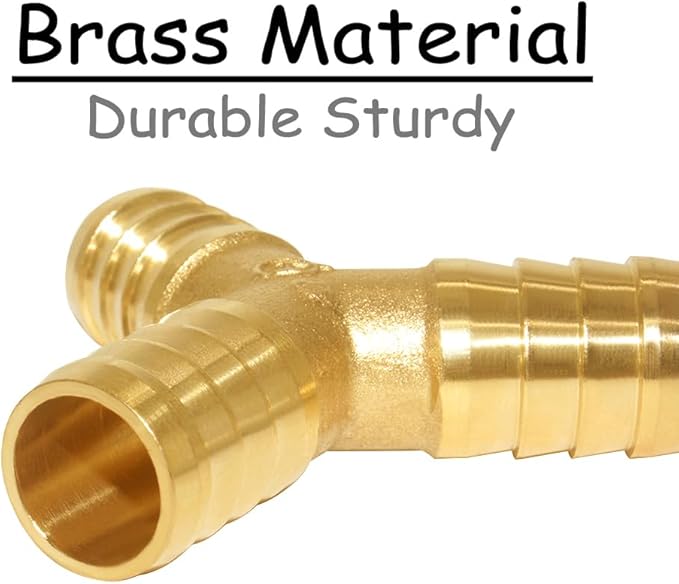 3PCS Solid Brass 5/8"OD Barb Fitting Y 3-Way Union Intersection Barbed Hose Fittings for Water/Oil/Gas
