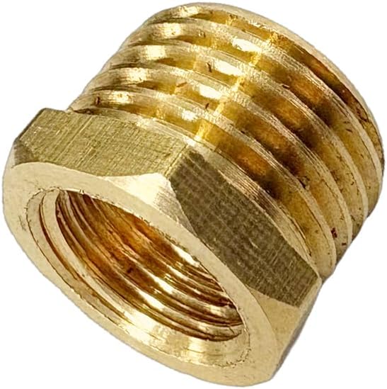 1/4" NPT Male x 1/8" NPT Female Brass Reducer Hex Bushing Threaded Pipe Fitting Reducing Adapter Pack of 2