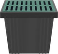 Drainage Catch Basin Kit - 22-Gal Catch Basin with Grate and Debris Basket, Composite Resin Yard Drain for Lawn, Downspout, and Driveway, Easy-Install Drain Box, 25.5 X 17.7 X 23.6in (Black Green)