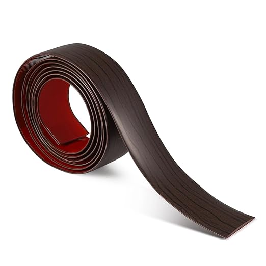8Ft Floor Transition Strip, 2in Wide Self Adhesive Vinyl Threshold Strip for Joining Floor Gaps Wood Grain Design Tap (2in Wide, Walnut Coffee)