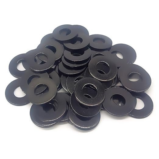 50 Pcs 1/4" Stainless Steel Washers, 18-8 (304) Stainless Steel Flat Washers for Bolts and Screws, Black Oxidized