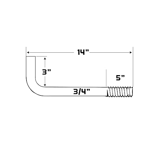 3/4"-10 x 14" L-Bolt Concrete Anchor Bolt - Hot Dip Galvanized by Conquest Fasteners