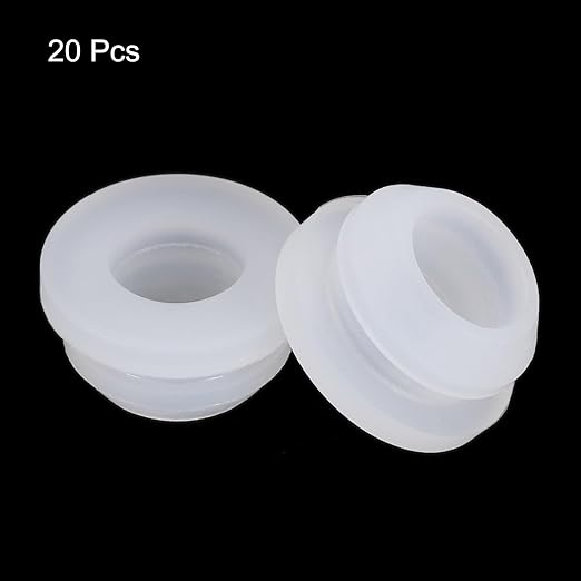 MECCANIXITY 20Pcs Snap Rubber Grommet Plug Mount Dia 9.5mm ID 6.5mm Narrow Groove Width 2mm Seal Anti-Scratch for Electrical Box Cable Pipes Transparent