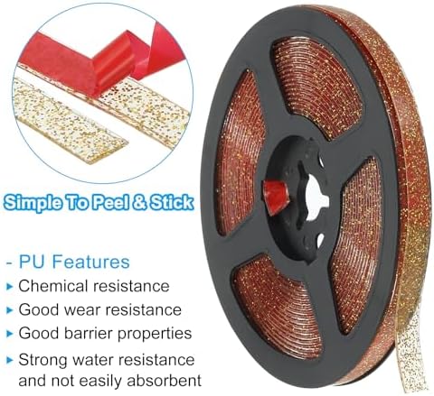 PATIKIL Caulking Trim Strip, 20 FT Corner Peel and Stick Wall Molding Edging Waterproof Self-Adhesive Trim Caulk Strip for Floor Countertop Toilet Tile Tub, Gold