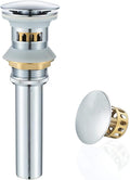 VOTON Bathroom Sink Drain Chrome Lavatory Pop-up Drain with Detachable Basket Stopper, Anti-Explosion and Anti-Clogging Drain Strainer，with Overflow Hole