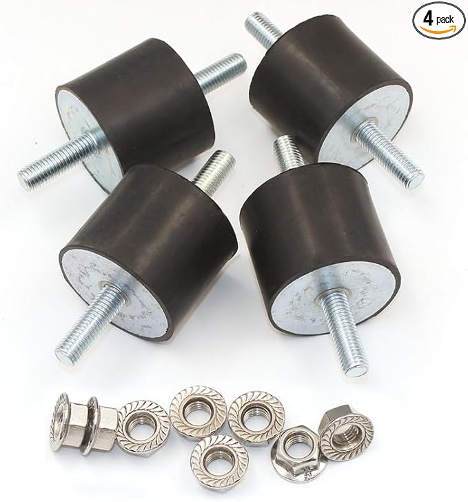 M12 Rubber Vibration Isolator Mounts Double Stud Shock Absorber Isolation Anti Vibration Silent-Blocks for Car Boat Bobbins Motors Compressors Pumps, 4pcs M12x37-60x50mm with 8pcs LockNuts