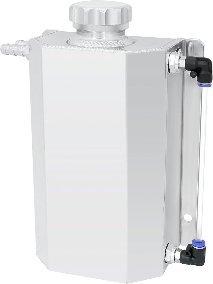 EVIL ENERGY Radiator Coolant Overflow Tank, Coolant Recovery Tank Aluminum 2L Silver