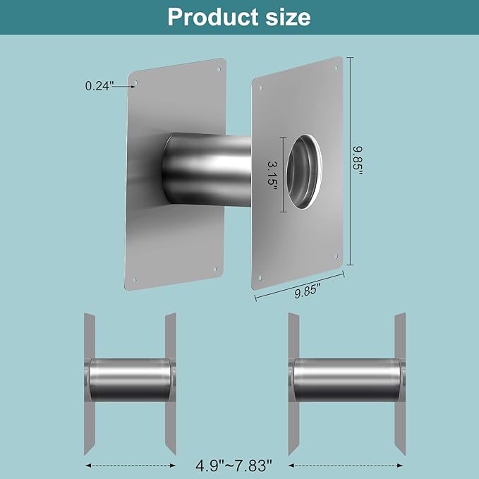 Vent Kit 3.15-inch stainless steel ventilation wall sleeve, extendable, for indoor gas tankless water heaters，for ventilation pipes under 3 inches.