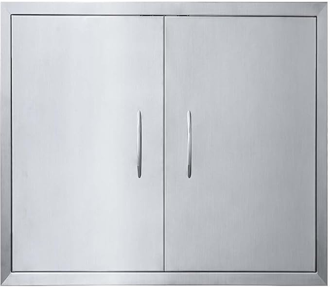 JIE JIN 24" W X 24" H Outdoor Kitchen Doors Double Doors Thickened 304 Brushed Stainless Steel BBQ Access Door BBQ Island Doors Outdoor Kitchen Accessories Door for Outdoor Kitchen BBQ Island