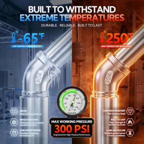 TAISHER 2PCS 304 Stainless Steel 45 Degree elbow,1/4“ NPT Female Pipe to 1/4” NPT Male Pipe Fitting