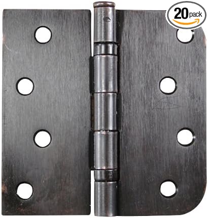 Hinge Outlet 4 Inch with 5/8 Inch Square Radius Ball Bearing Door Hinges, Heavy-Duty Steel, Removable Pin (Oil Rubbed Bronze, 20 Pack)
