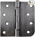 Hinge Outlet 4 Inch with 5/8 Inch Square Radius Ball Bearing Door Hinges, Heavy-Duty Steel, Removable Pin (Oil Rubbed Bronze, 6 Pack)