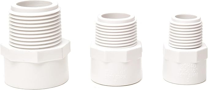 10 PACK 1/2 Inch PVC Male Thread Adapter Adaptador Macho Fittings (Socket x Male Pipe Thread) Coupling Schedule 40 White (0.5 Inch)