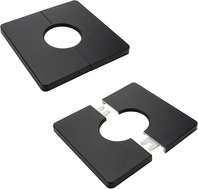 2 Pcs Wall Split Flange, ABS Square Self-Adhesive Escutcheon Plate Buckles Design for 1.3"/33mm Diameter Pipe