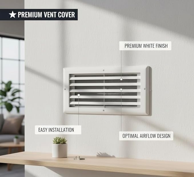 Premium 12" X 6" [Duct Opening] Linear Aluminum Bar Return Air Grille - White - White [Outer Dimensions: 14"W x 8"H] – for Ceiling, Wall Use