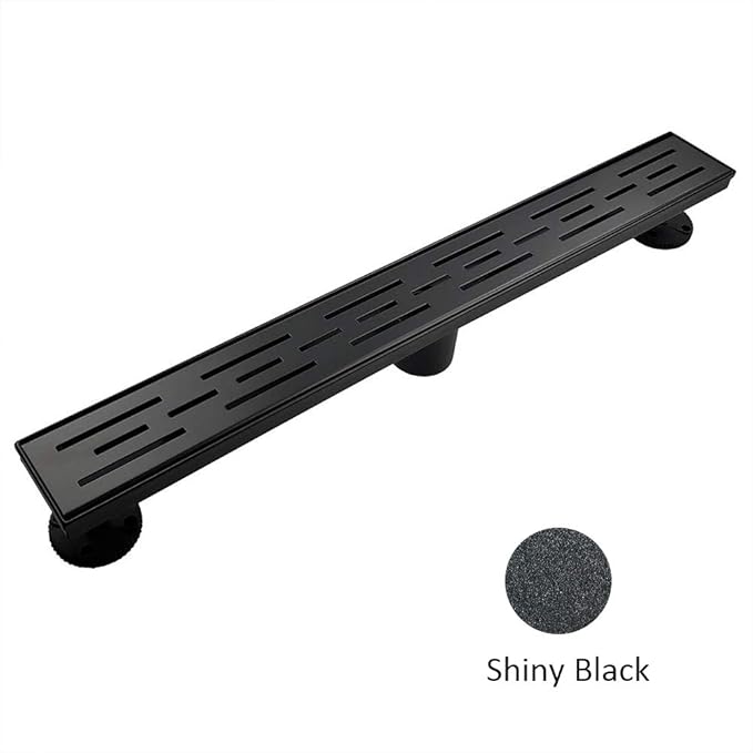 Neodrain 24 in Rectangular Linear Shower Drain with Brickwork Pattern Grate, 304 Stainless Steel Bathroom Floor Drain,Shower Floor Drain Includes Adjustable Leveling Feet, Hair Strainer,Black