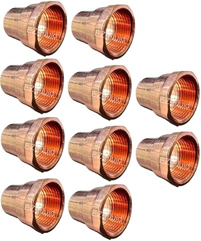 EZ-FLUID Plumbing (10 Pack) 1/2" C X FIP LF Copper Female Adapter Pressure Copper Fittings,Sweat Solder Connection for Residential,Commercial Pipe.