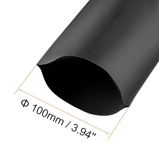 uxcell Heat Shrink Tubing, 4"(100mm) Dia 162mm Flat Width 2:1 Rate Shrinkable Tube Cable Sleeve 1m - Black