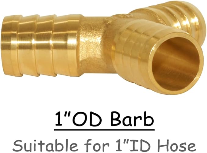 2PCS Solid Brass 1"OD Barb Fitting Y 3-Way Union Intersection Barbed Hose Fittings for Water/Oil/Gas