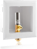 Ice Maker OutLet Box With Stainless Steel Water Hammer Arrestor,1/2 Inch Push-Fit Inlet x 1/4 Inch OD Compression Outlet,1/4 Turn Ball Vavle Outlet Box For Refrigerator,Water Dispenser