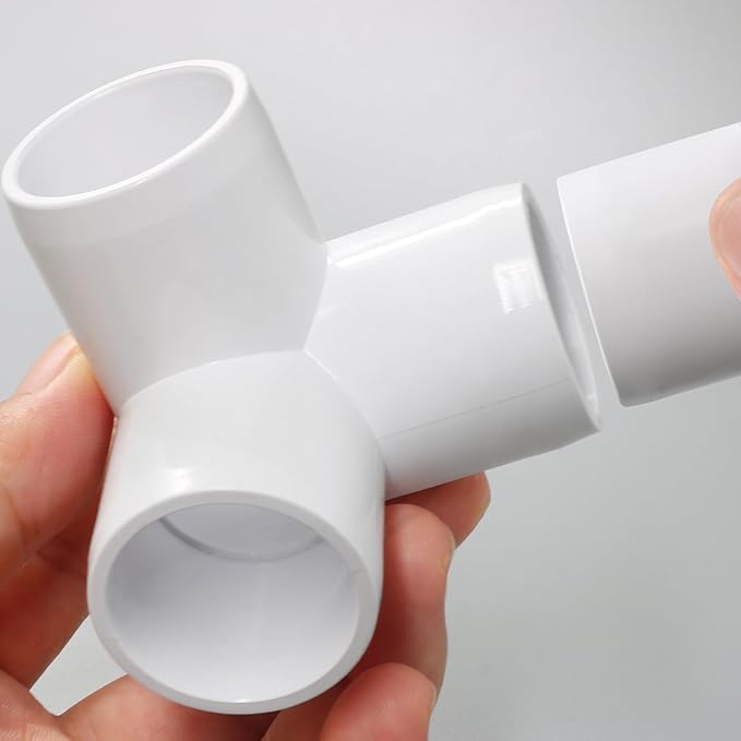 3 Way PVC Pipe Fittings 3/4 Inch, Zernmiarder White PVC Elbow Corner Side Outlet Tee Fitting, SCH40 Furniture Grade Pipe Connectors - Fits 3/4" Polyvinyl Chloride Pipes, 12 Pieces