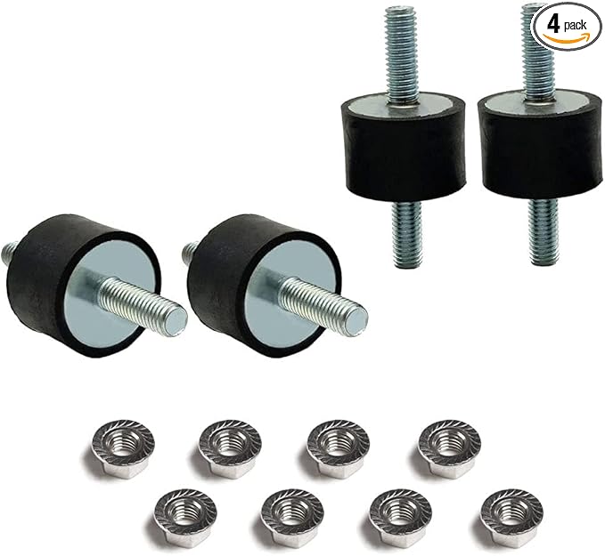 4 Pcs M8 30 x 20 mm Rubber Isolator Mounts Double Studs Shock Absorber with 8 Pcs Locknuts, Cylindrical Anti Vibration Isolation Damping Mounts for Compressors Pumps Generators Motor Engines