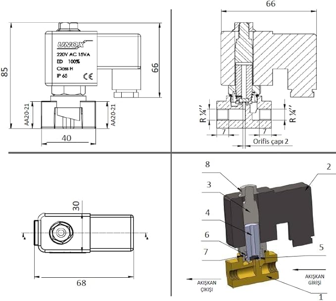 UNOX 1/4" NPT Solenoid Valve 220V AC, Brass Control Valve Normally Closed - 0-232 PSI Multi-Purpose Reliable Control Valve for Water, Air, and Gas - Solenoid Valves