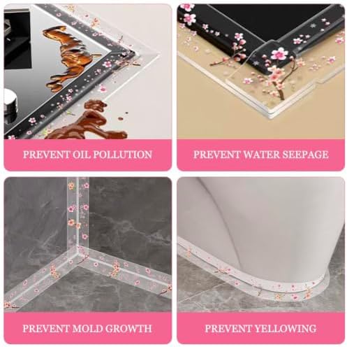 2 Rolls Corner Caulk Strip, Clear PVC Waterproof Sealing Tape for Kitchen Sink Corner Bathroom Bathtub Toilet Edge
