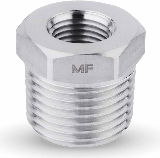 MAACFLOW Stainless Steel 3/8" Male NPT to 1/8" Female NPT Adapter Reducer Hex Bushing (Thread OD 0.65" - ID 0.34") (Pack of 1)