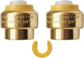 HQMPC 3/4" Push Fit PEX End Cap, Push-to-Connect Brass Plumbing Fittings No Lead Brass Plumbing Fittings with Disconnect Clip for Copper, CPVC 2Pcs