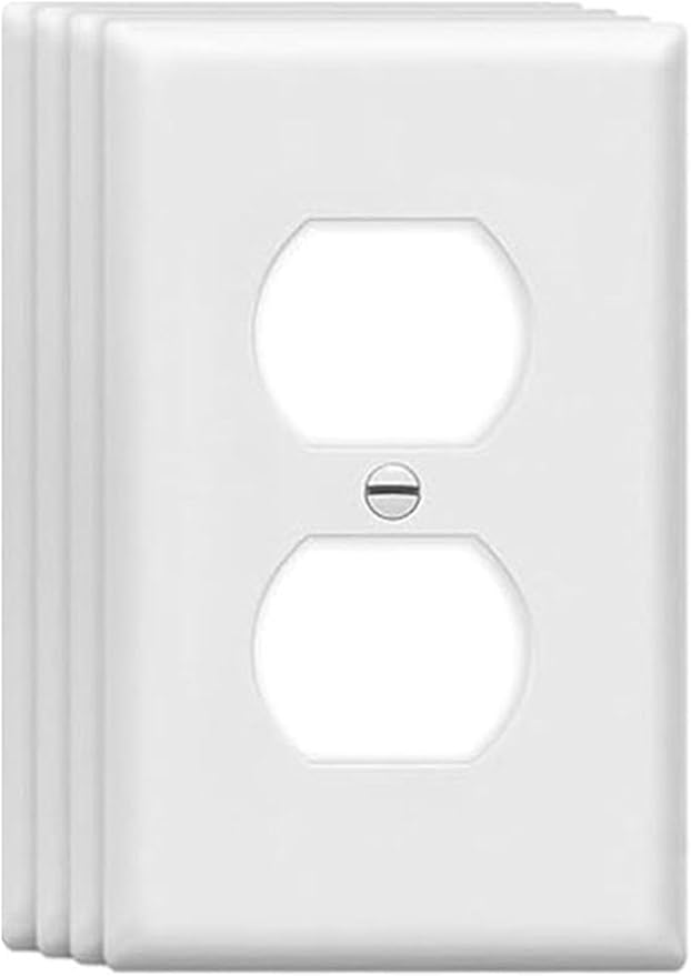 Duplex Wall Plates 1-Gang Switch Outlet Electrical Cover Plate Unbreakable Thermoplastic Faceplate for Light Receptacle Outlet Switch, White (4 Pack)