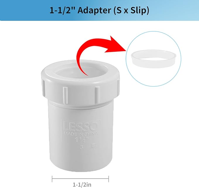 LESSO PVC P Trap 1 1/2 Inch, DWV PVC Fitting for RV Drain Bathroom Kitchen Sink Drain Pipe Tubular Kit with White Threaded Adapter Ring