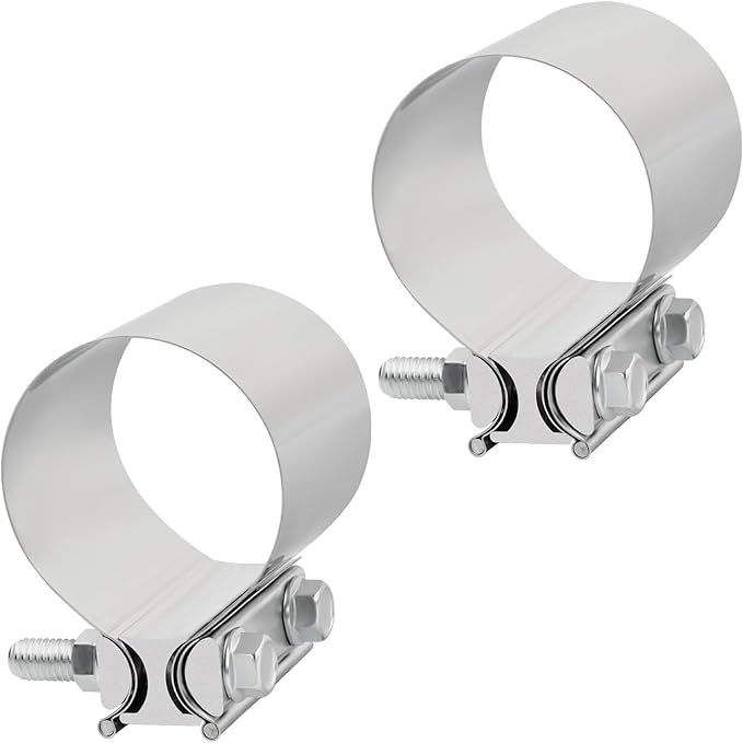 3.5'' Inch Exhaust Clamp, 3 1/2 Inch Butt Joint Seal Band Sleeve Coupler - Universal for Exhaust System, 2PCS Polished T304 Stainless Steel