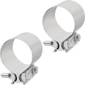 3'' Inch Exhaust Clamp,3 Inch Butt Joint Exhaust Seal Band Clamp Sleeve Coupler Universal For Exhaust System 2PCS Polished T304 Stainless Steel