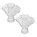 2 Pcs 1 1/2 Inch Hub PVC DWV Double Wye Schedule 40 for Use in Sanitary Drainage, Waste and Ventilation (DWV), Sewer and Stormwater Applications, White