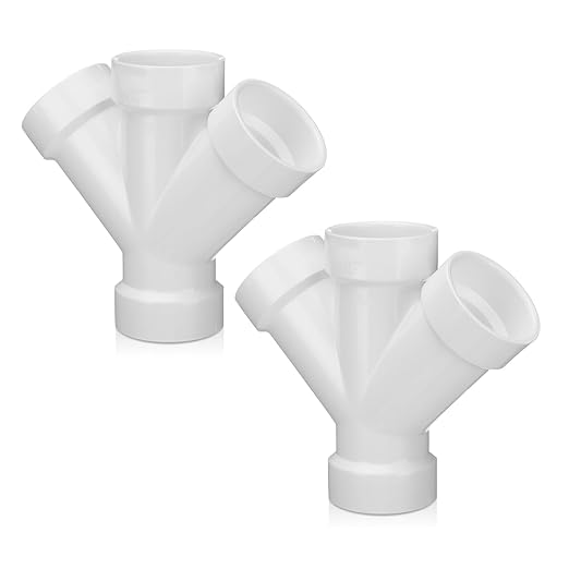 2 Pcs 1 1/2 Inch Hub PVC DWV Double Wye Schedule 40 for Use in Sanitary Drainage, Waste and Ventilation (DWV), Sewer and Stormwater Applications, White
