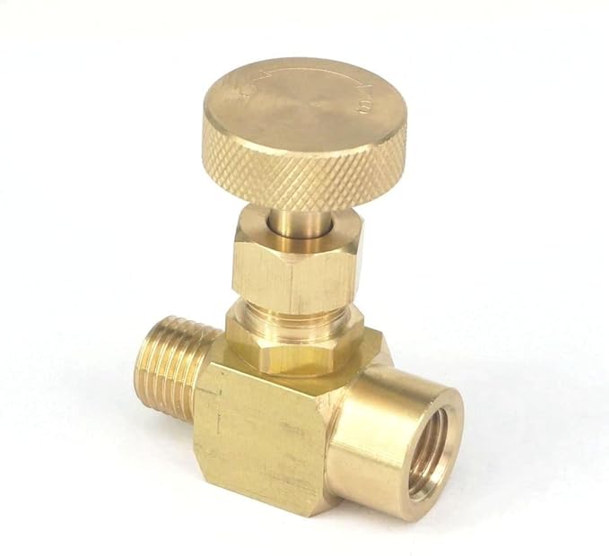 1/4" NPT Male To Female Brass Needle Valve Flow Control 1000 PSI WOG Plumbing Propane Gauge Water Gas Oil Fuel