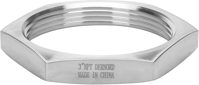 DERNORD Cast Pipe Fitting Stainless Steel 304 Hex Locknut NPT Female 3" (Pack of 1)