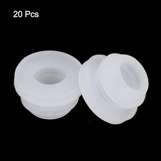 MECCANIXITY 20Pcs Snap Rubber Grommet Plug Mount Dia 7.5mm ID 5mm Narrow Groove Width 2mm Seal Anti-Scratch for Electrical Box Cable Pipes Transparent