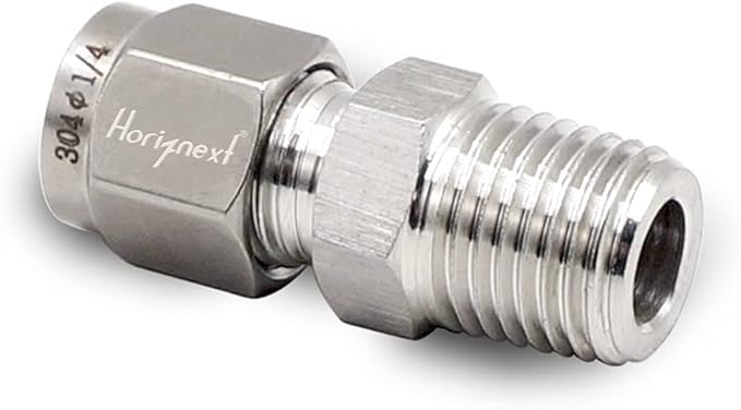 Stainless Steel 304 Compression Fitting to connect 1/4 inch OD tube x 1/4 NPT Male thread Coupler, for brass copper stainless steel tubing