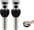 Hibbent 2 Pack Metal Bathroom Sink Drain with Overflow, Pop Up Detachable Stopper, Stainless Steel Vessel Lavatory Vanity Sink Strainer, Anti-Clogging Design, Chrome