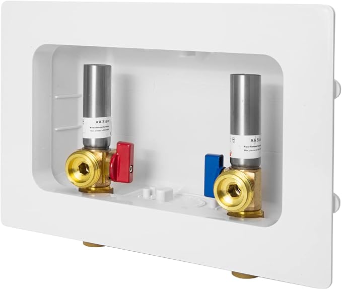 EFIELD Premium Washing Machine (Laundry) Outlet Box with Center Drain, 1/2-Inch Push-Fit Inlet Connection(Copper, Pex, CPVC Pipe) With Stainless Steel Water Hammer Arrestor,(WM034)